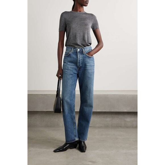 AGOLDE Women's Blue '90s Mid-Rise Straight-Leg Denim Jeans Size 24